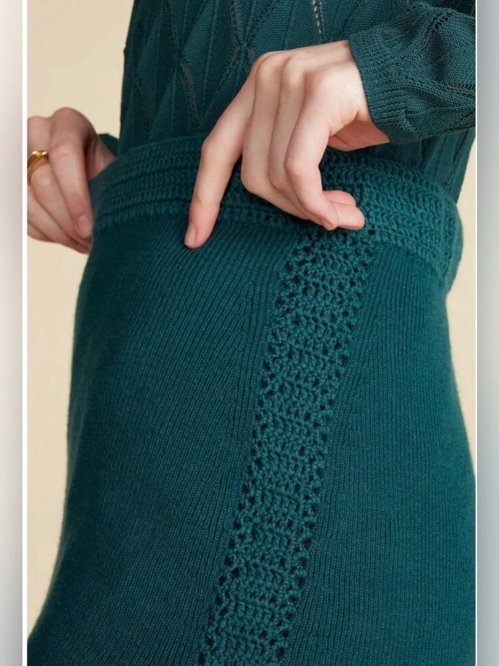 NWT Amour Vert Olympe Knit Pencil Skirt Forest Green Size XL